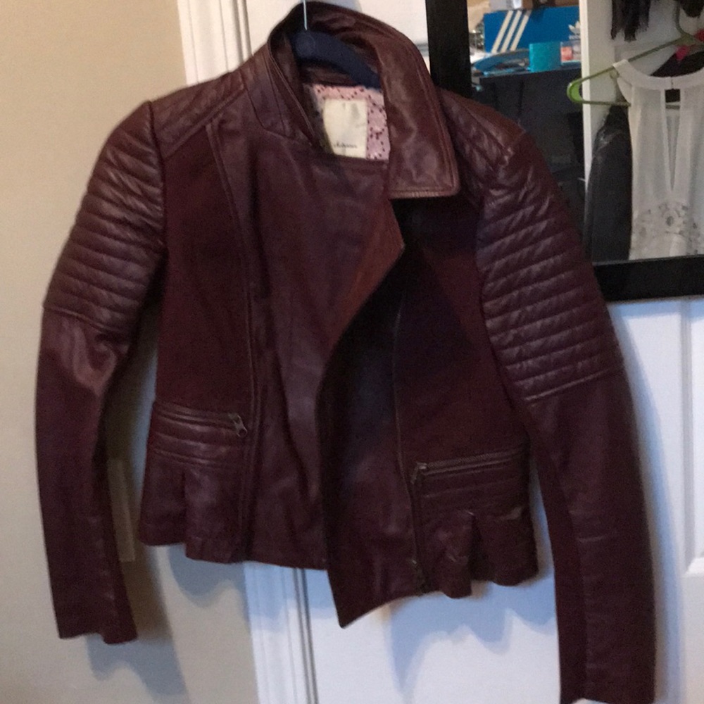 Anthropologie Red Leather Jacket